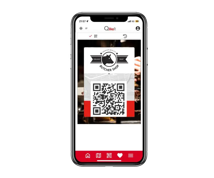 Handy mit Qlikeit QR--Code