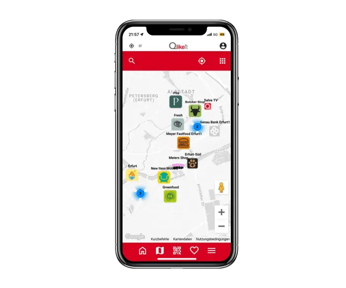 Handy mit Qlikeit Shoppingzone