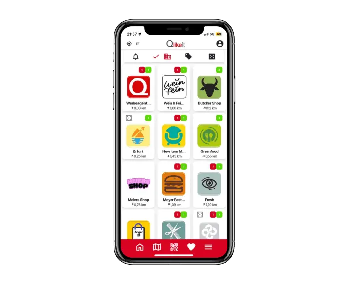 Handy mit Qlikeit Händlercards