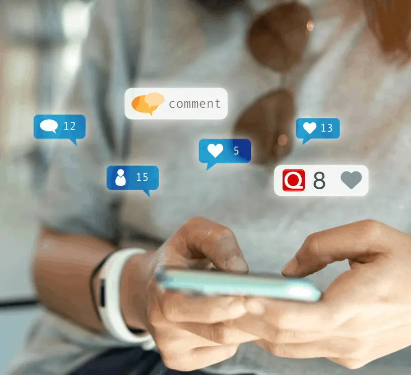 Smartphone mit Share und Pushnachrichten