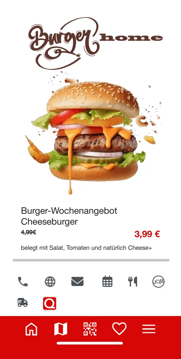 Smartphone mit Touchdownpage Burger Filiale