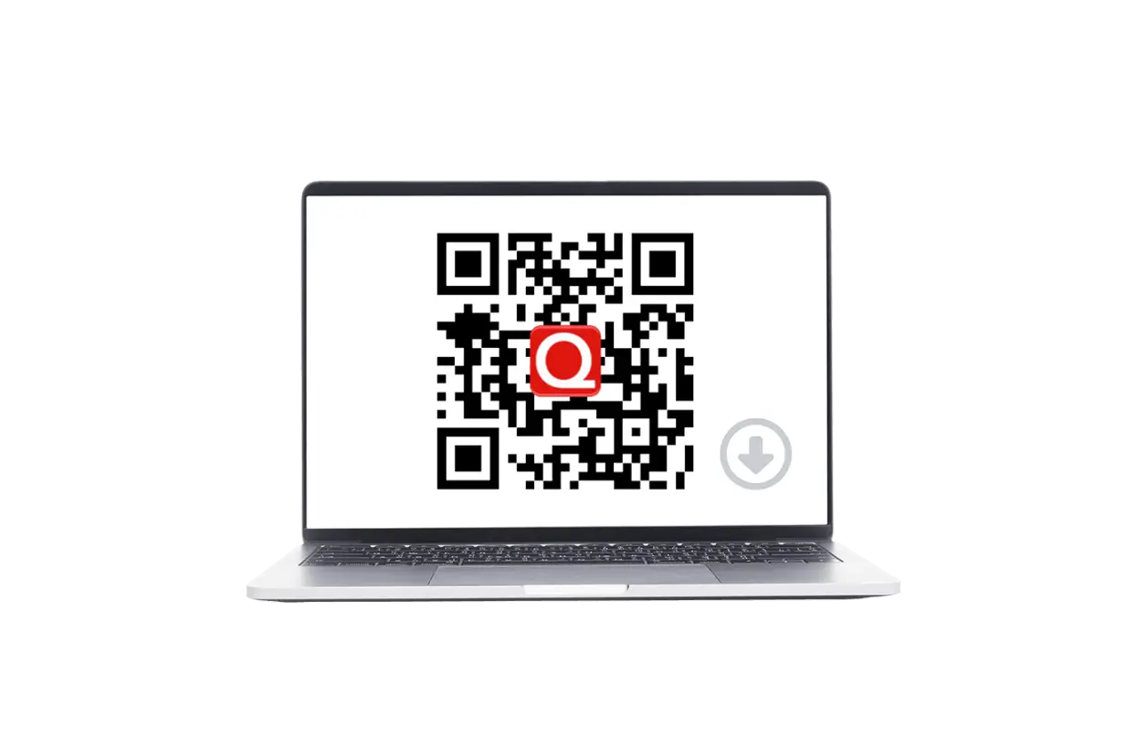 Laptop mit qlikeit QR-Code