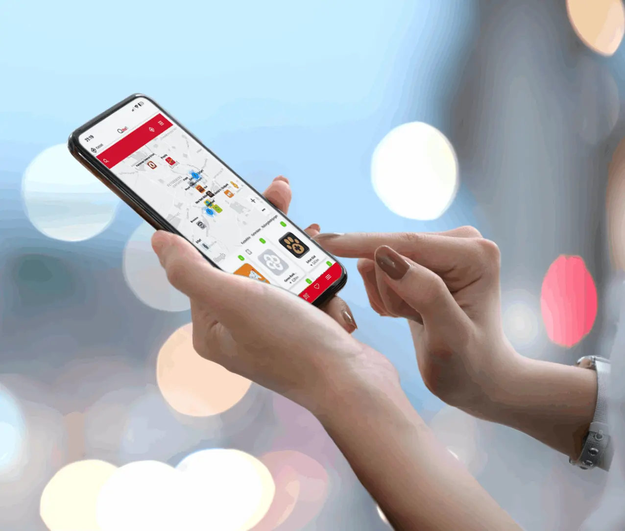 Smartphone mit Qlikeit Shoppingzone