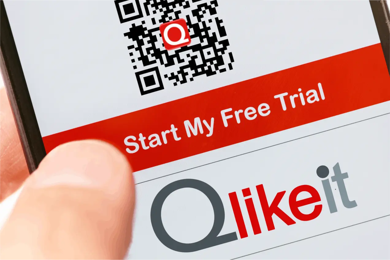 Qlikeit mit Schriftzug Start my free Trial