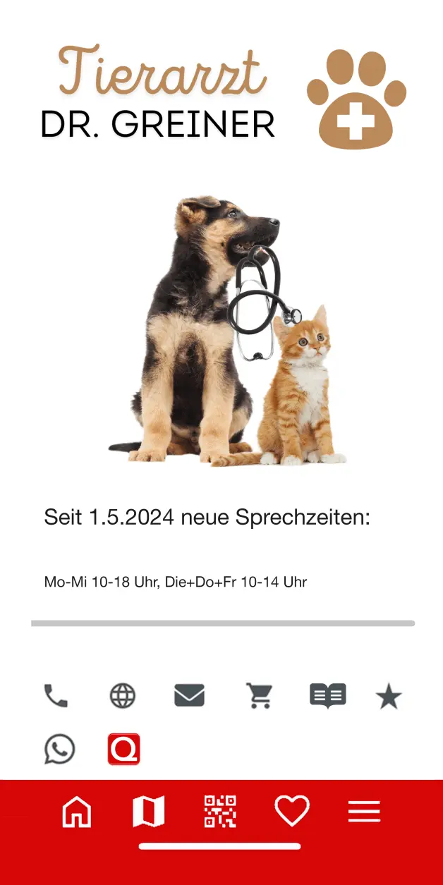 Smartphone mit Touchdownpage Tierarzt